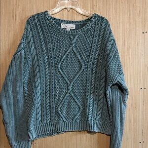 Vintage Havana Teal Cable Knit Sweater